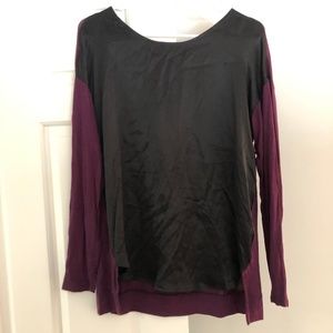 leather and purple sweater top